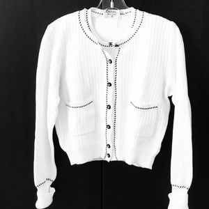 Chanel elegant  white cotton cardigan set.